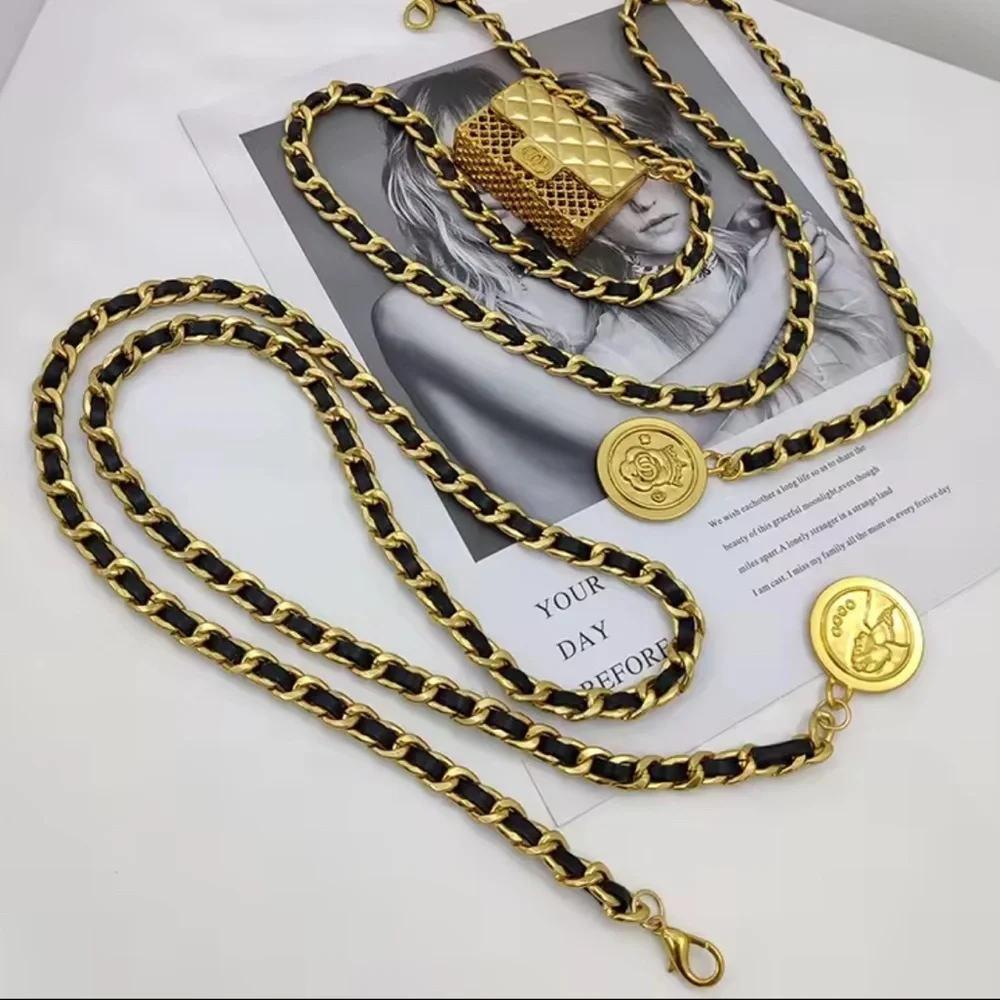 Luxury Fashion luxury anthro Gold Chain Belt charm